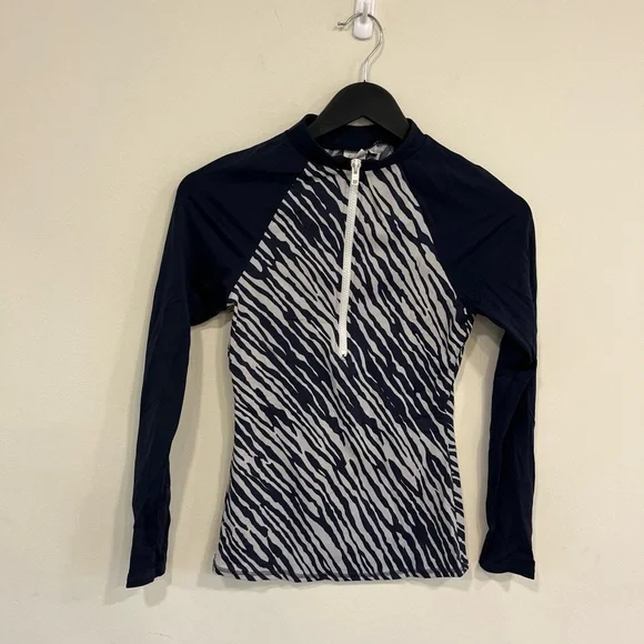 Boden Blue and White Long Sleeve Swim One Piece - Picture 2 of 6